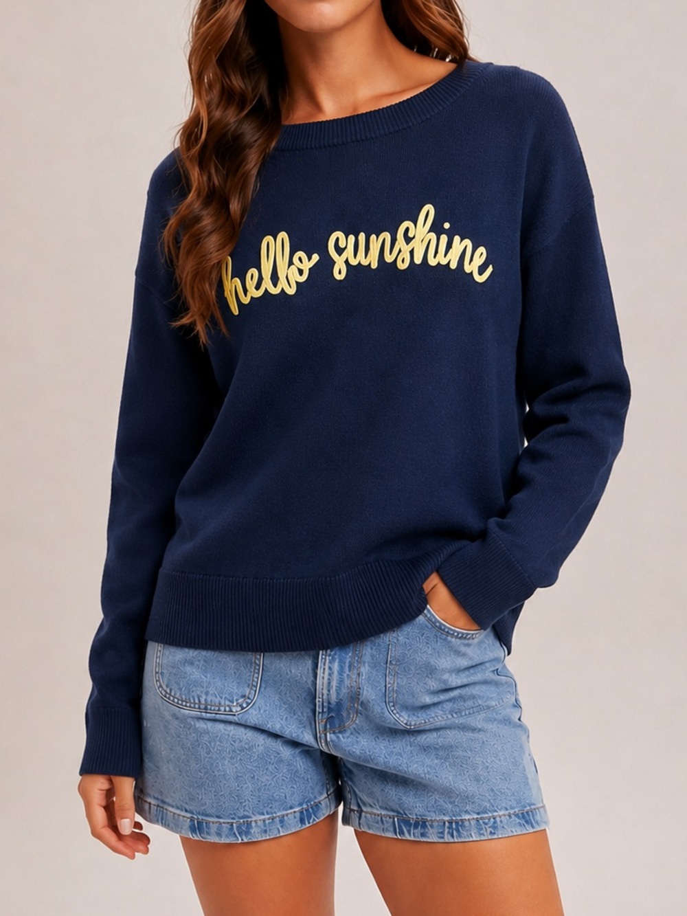 NWT Zac & Rachel “Hello Sunshine” Navy Pullover Sweater